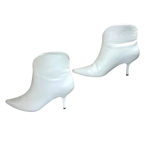 Anine Bing - Women’s ‘Frankie’ Leather Kitten Heel Booties - White, 37 IT, 7 US - Picture 2 of 15